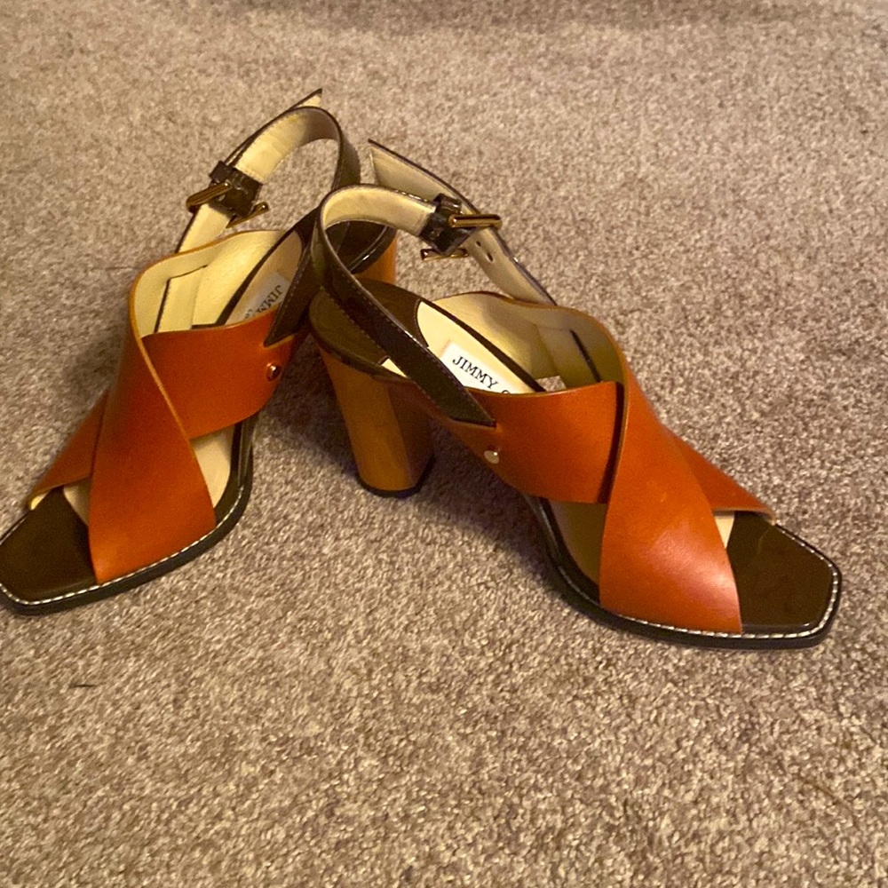 Jimmy Choo leather Sandals with wood heels size 38